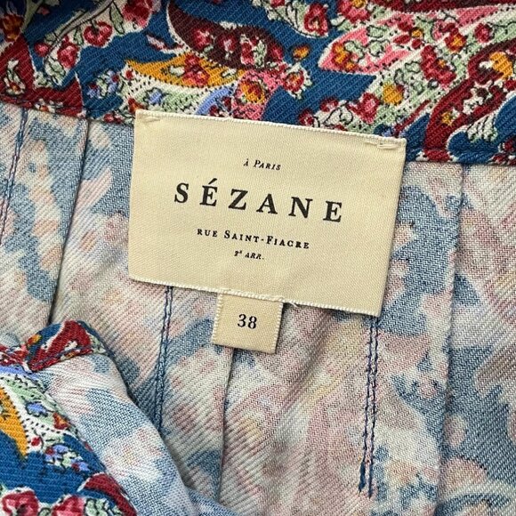 Like New Sezane Alicia Paisley Midi Skirt Ranch Marine 38, 6 - Picture 7 of 9